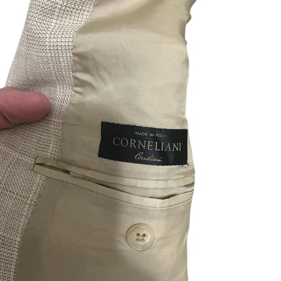 Mens Corneliani Flax Check Virgin Wool Button Jacket Italy Sport Coat Blazer 58R - Picture 5 of 6